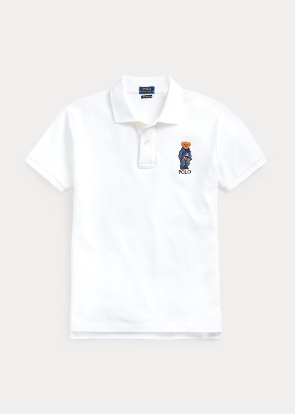 Koszulki Polo Ralph Lauren Classic Fit Bear Polo Shirt Damskie Białe | DKDV4237