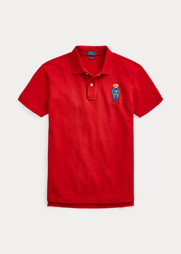 Koszulki Polo Ralph Lauren Classic Fit Bear Polo Shirt Damskie Czerwone | QHVU0705