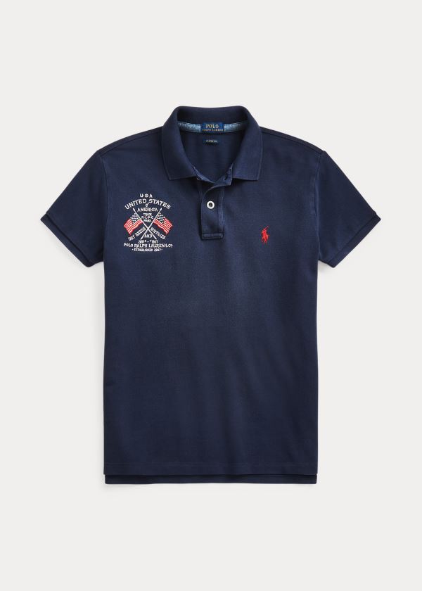 Koszulki Polo Ralph Lauren Classic Fit Eagle Polo Shirt Damskie Granatowe | FLVS7380