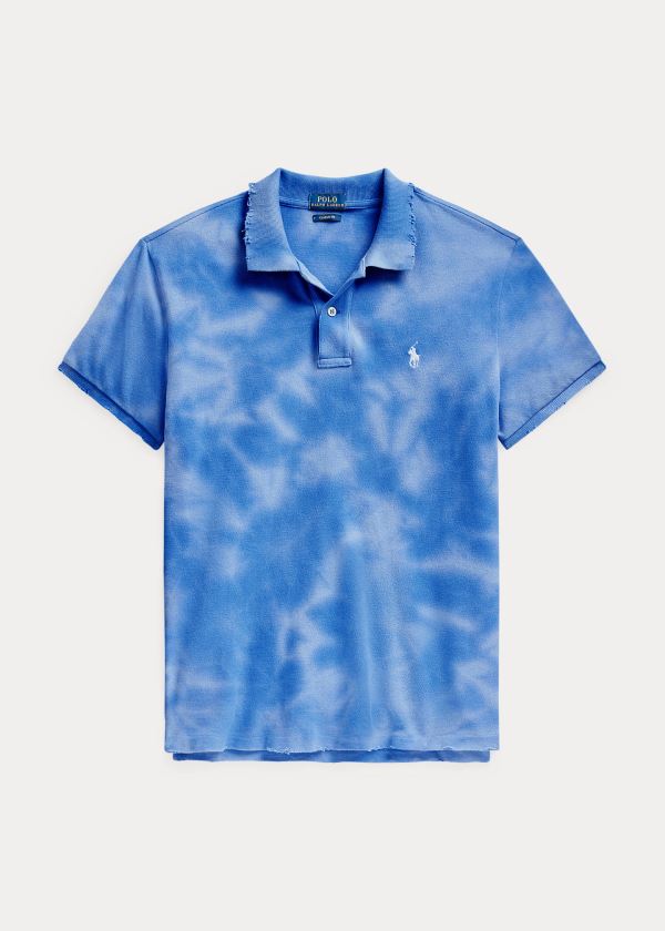 Koszulki Polo Ralph Lauren Classic Fit Frayed Polo Shirt Damskie Niebieskie | KFFX4699