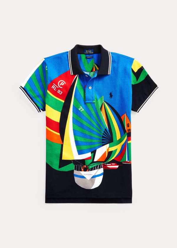 Koszulki Polo Ralph Lauren Classic Fit Graphic Polo Shirt Damskie Niebieskie Kolorowe | YGIR8050