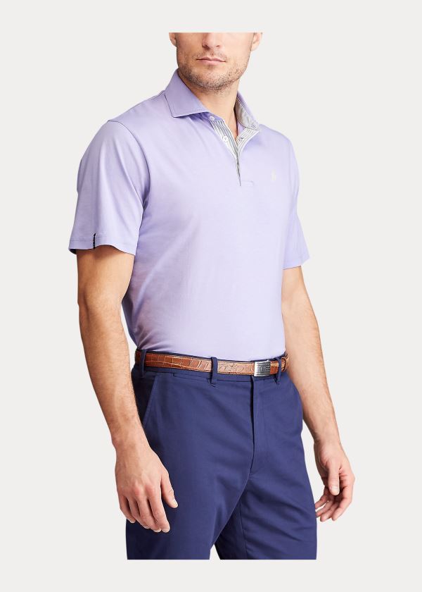 Koszulki Polo Ralph Lauren Classic Fit Jersey Polo Shirt Męskie Głęboka Fioletowe | RBSQ7305