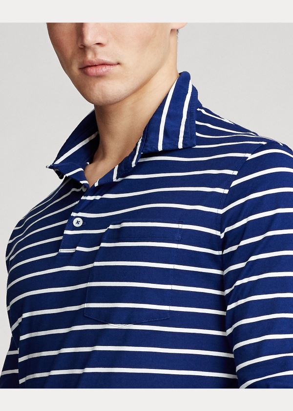 Koszulki Polo Ralph Lauren Classic Fit Jersey Polo Shirt Męskie Królewski Niebieski Niebieskie Białe | QIWZ1431