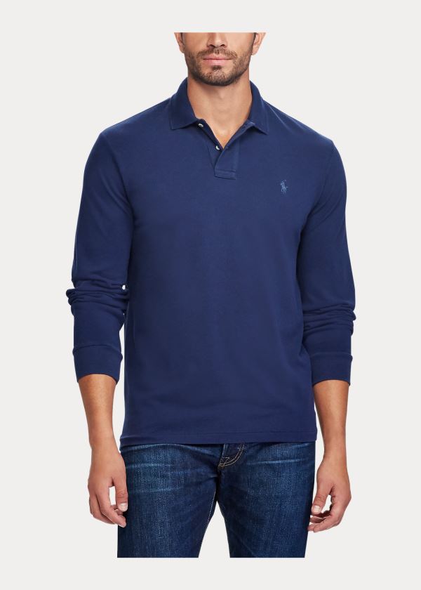 Koszulki Polo Ralph Lauren Classic Fit Long-Sleeve Polo Męskie Granatowe | FWIW9753