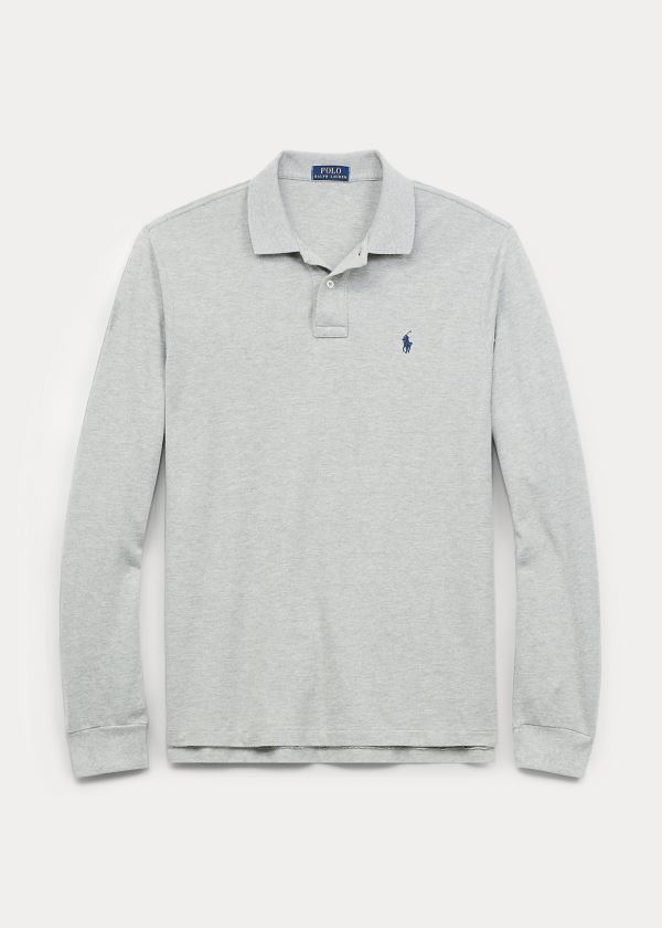 Koszulki Polo Ralph Lauren Classic Fit Long-Sleeve Polo Męskie Szare | ZFLT3548