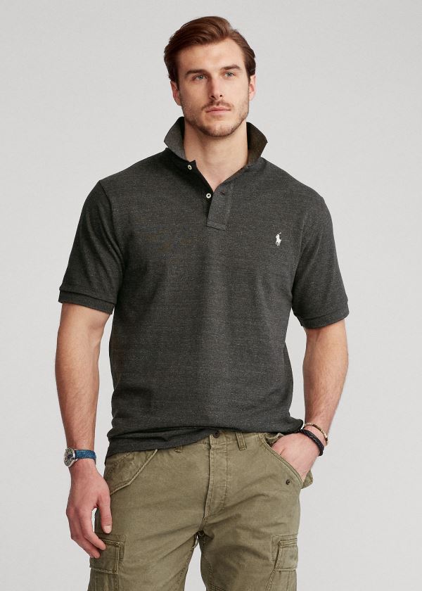 Koszulki Polo Ralph Lauren Classic Fit Mesh Polo Shirt Męskie Ciemny Szare | IJIB8412