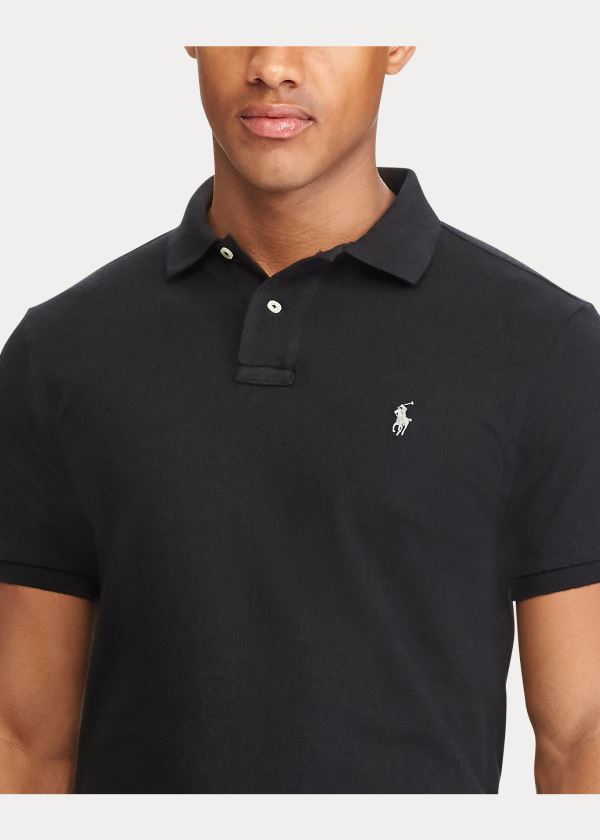 Koszulki Polo Ralph Lauren Classic Fit Mesh Polo Shirt Męskie Czarne | WOQG6707