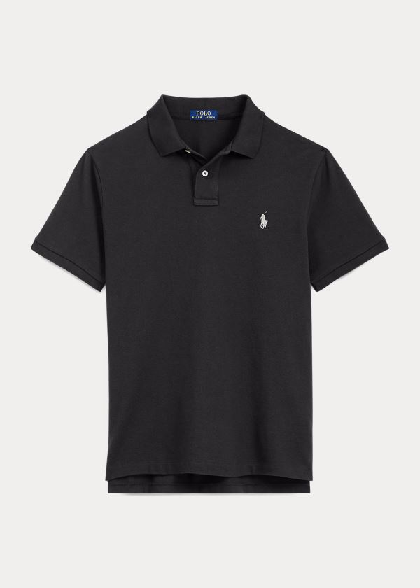 Koszulki Polo Ralph Lauren Classic Fit Mesh Polo Shirt Męskie Czarne | WOQG6707