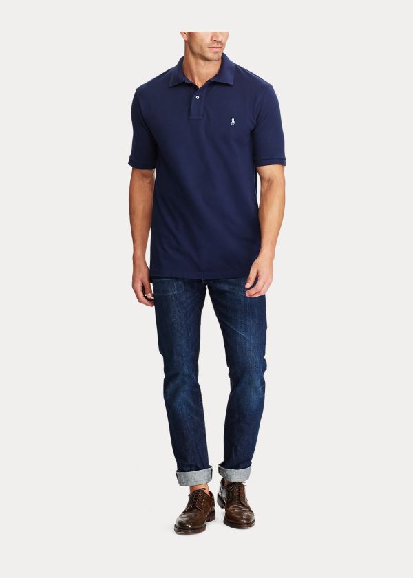 Koszulki Polo Ralph Lauren Classic Fit Mesh Polo Shirt Męskie Granatowe | JBHY0932