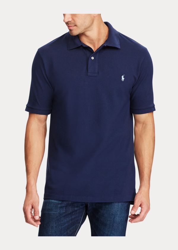 Koszulki Polo Ralph Lauren Classic Fit Mesh Polo Shirt Męskie Granatowe | JBHY0932