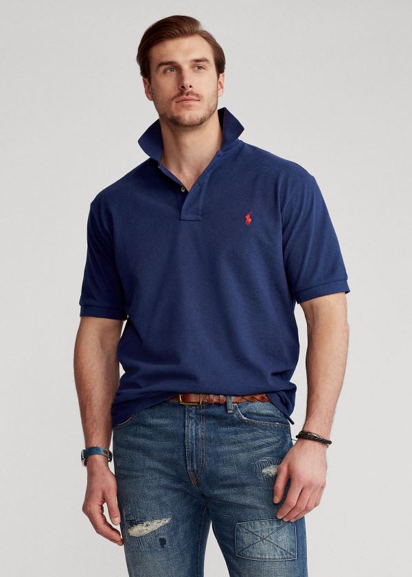 Koszulki Polo Ralph Lauren Classic Fit Mesh Polo Shirt Męskie Granatowe Czerwone | NDUY0363