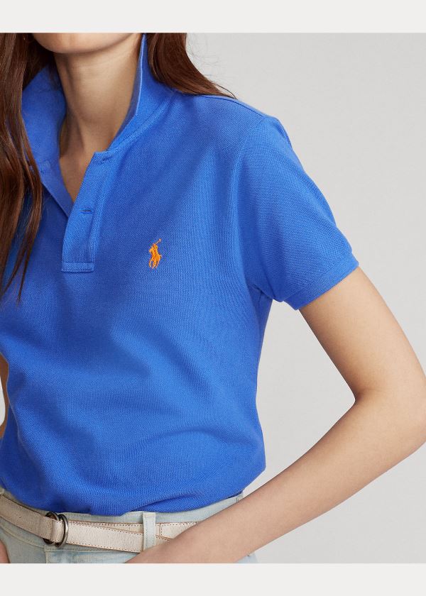 Koszulki Polo Ralph Lauren Classic Fit Mesh Polo Shirt Damskie Niebieskie | KQUU5418