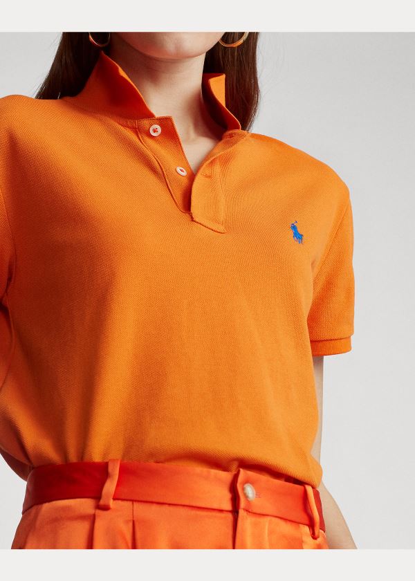 Koszulki Polo Ralph Lauren Classic Fit Mesh Polo Shirt Damskie Pomarańczowe | CVRX5869