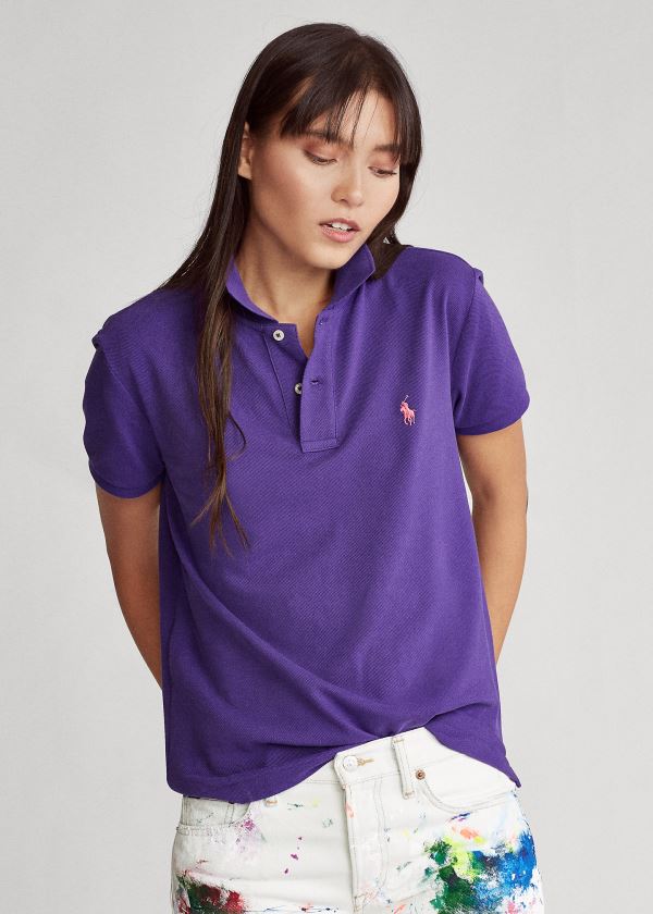 Koszulki Polo Ralph Lauren Classic Fit Mesh Polo Shirt Damskie Fioletowe | ENOA6659