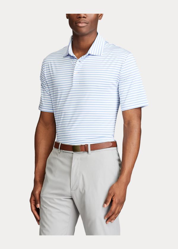 Koszulki Polo Ralph Lauren Classic Fit Performance Polo Męskie Niebieskie Białe | JZGR2968