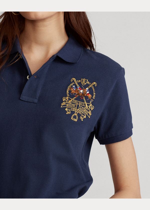 Koszulki Polo Ralph Lauren Classic Fit Polo Shirt Damskie Granatowe | DFQW2650