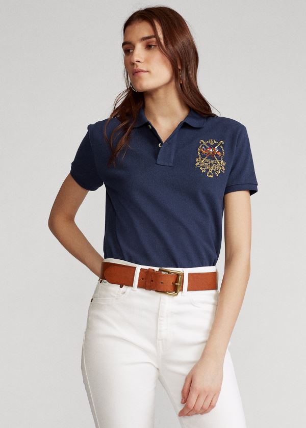 Koszulki Polo Ralph Lauren Classic Fit Polo Shirt Damskie Granatowe | DFQW2650