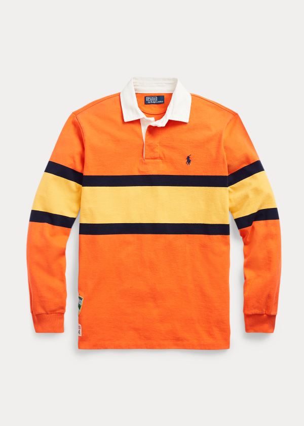 Koszulki Polo Ralph Lauren Classic Fit Rugby Shirt Męskie Pomarańczowe Kolorowe | CJOC3565