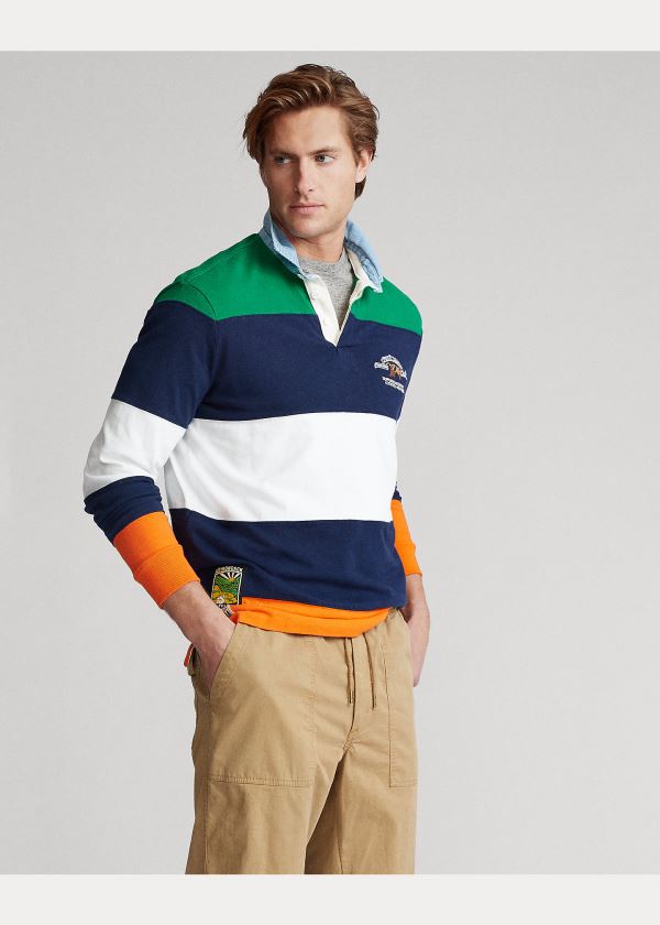 Koszulki Polo Ralph Lauren Classic Fit Rugby Shirt Męskie Granatowe Kolorowe | JCAC3217