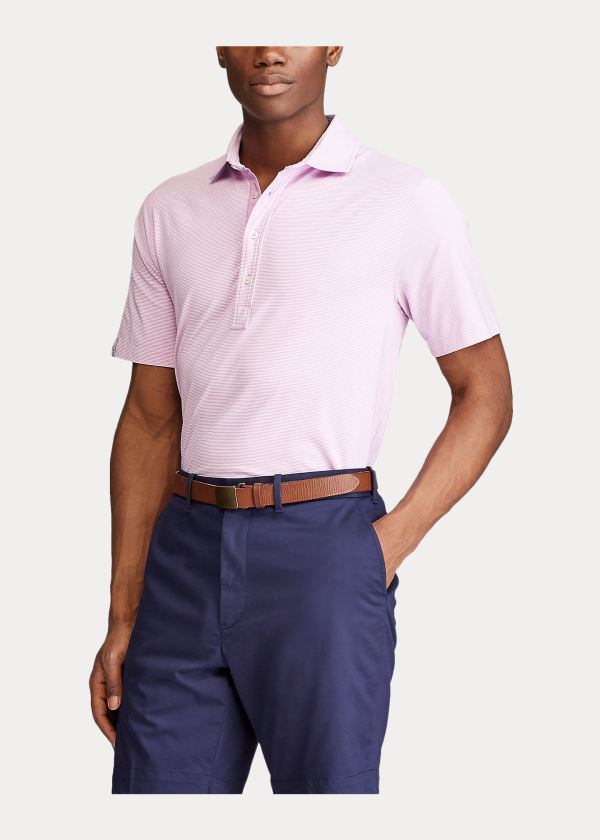 Koszulki Polo Ralph Lauren Classic Fit Stretch Lisle Polo Męskie Fioletowe Białe | JTOK2184