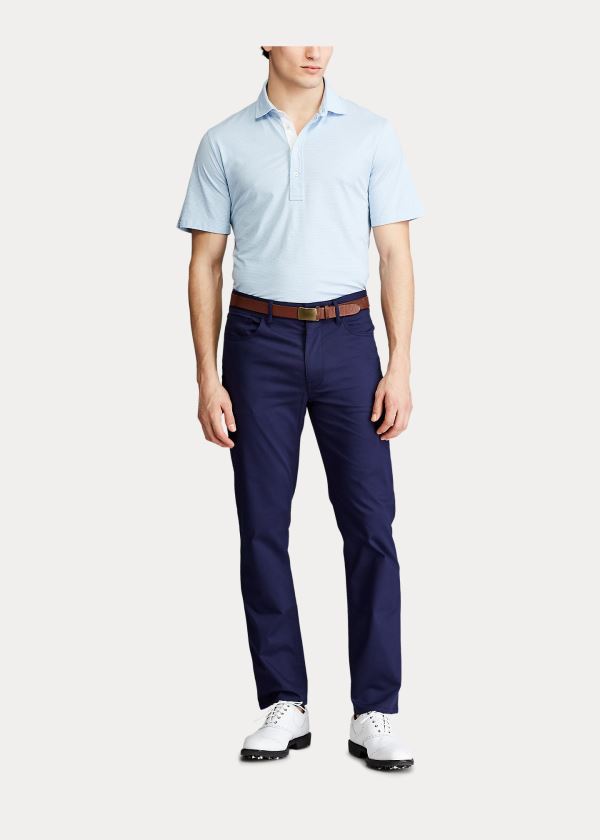 Koszulki Polo Ralph Lauren Classic Fit Stretch Lisle Polo Męskie Niebieskie Białe | YACQ8225