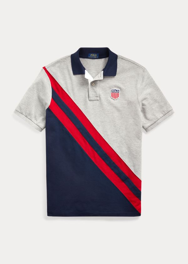 Koszulki Polo Ralph Lauren Classic Fit Shield Polo Shirt Męskie Szare Kolorowe | BYLC9627