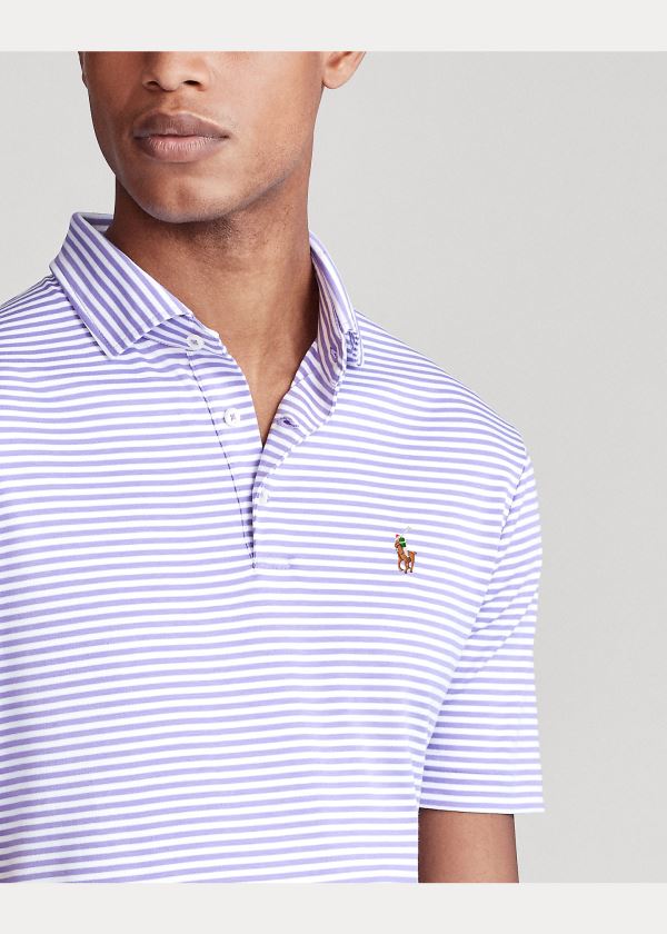 Koszulki Polo Ralph Lauren Classic Fit Soft Cotton Polo Męskie Fioletowe Białe | QZJW7126