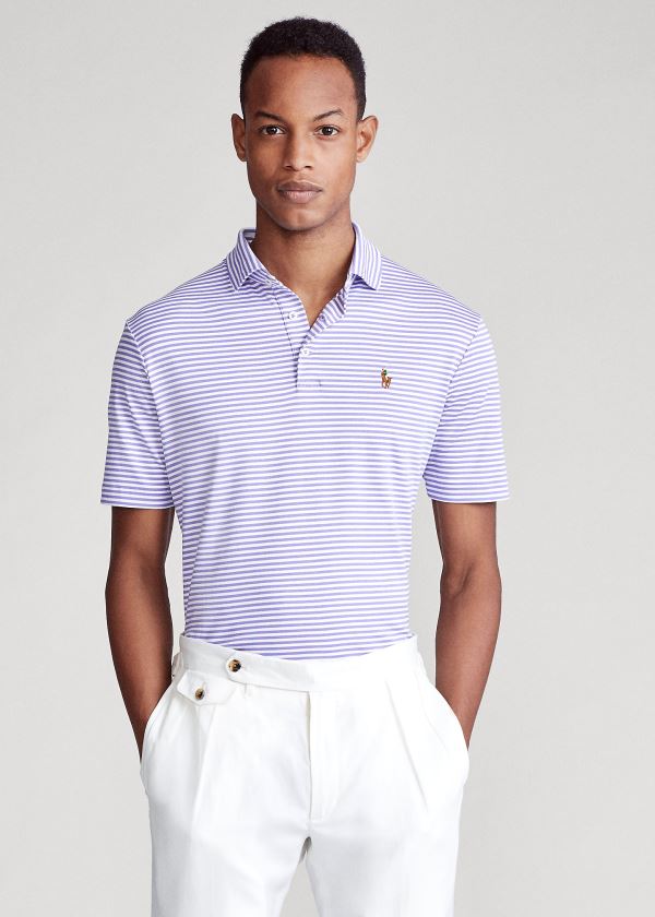 Koszulki Polo Ralph Lauren Classic Fit Soft Cotton Polo Męskie Fioletowe Białe | QZJW7126