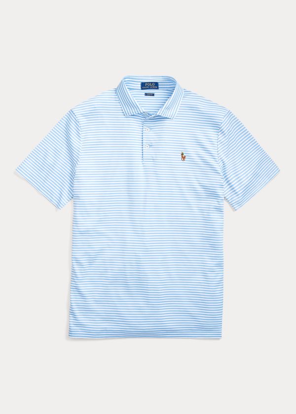 Koszulki Polo Ralph Lauren Classic Fit Soft Cotton Polo Męskie Niebieskie Białe | NSHR3067