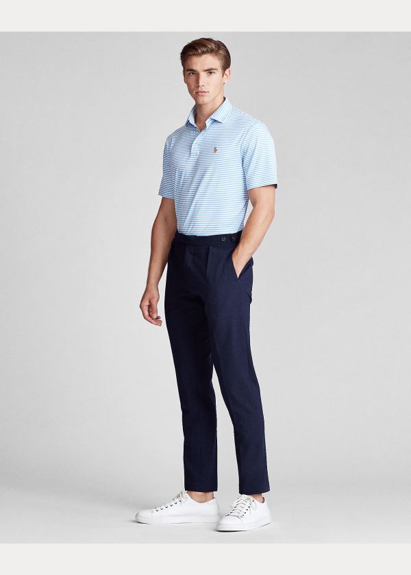 Koszulki Polo Ralph Lauren Classic Fit Soft Cotton Polo Męskie Niebieskie Białe | NSHR3067