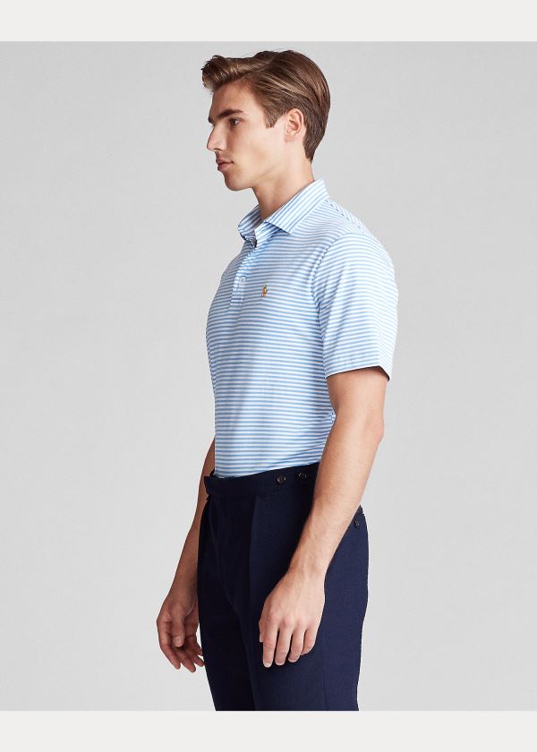 Koszulki Polo Ralph Lauren Classic Fit Soft Cotton Polo Męskie Niebieskie Białe | NSHR3067