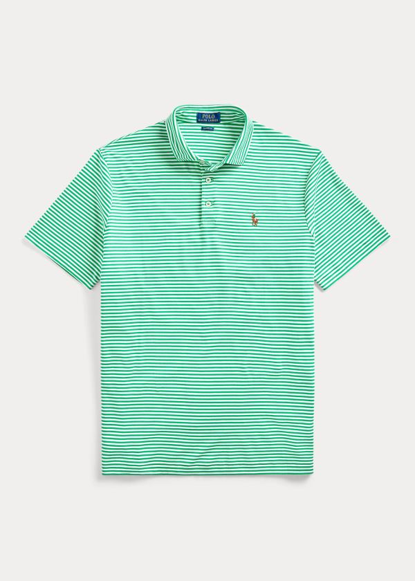 Koszulki Polo Ralph Lauren Classic Fit Soft Cotton Polo Męskie Zielone Białe | BBJH1617