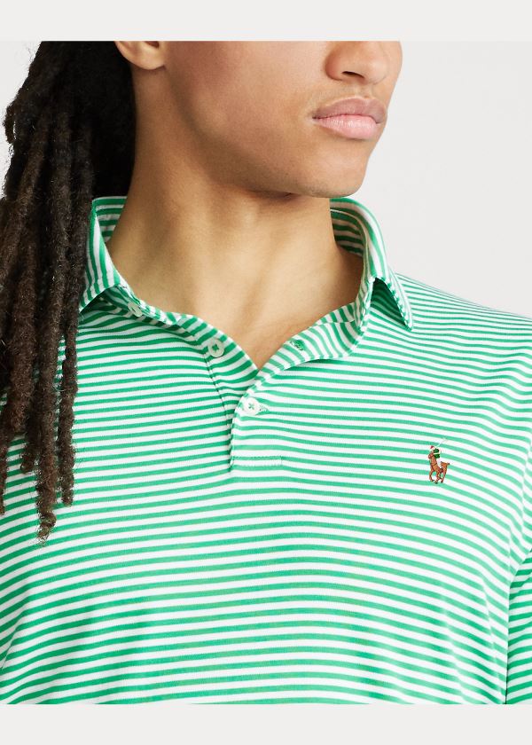 Koszulki Polo Ralph Lauren Classic Fit Soft Cotton Polo Męskie Zielone Białe | BBJH1617