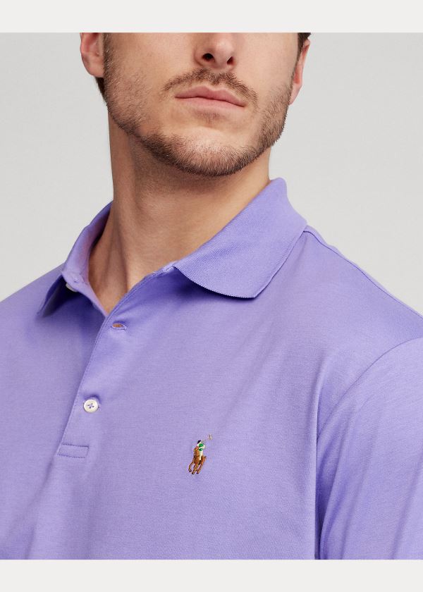 Koszulki Polo Ralph Lauren Classic Fit Soft Cotton Polo Męskie Fioletowe | TFBP6237