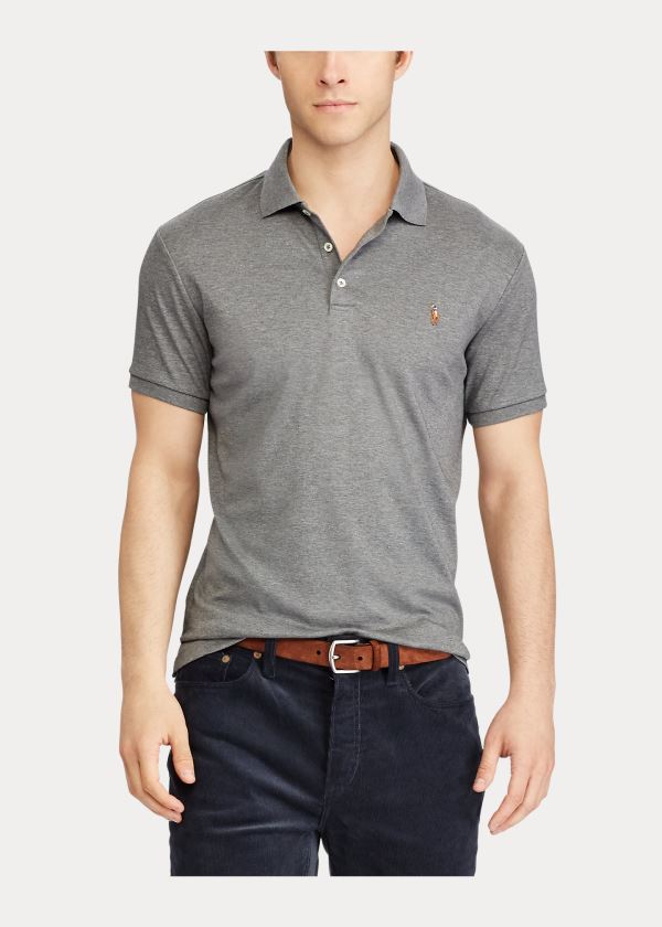 Koszulki Polo Ralph Lauren Classic Fit Soft Cotton Polo Męskie Szare | SAKF7409