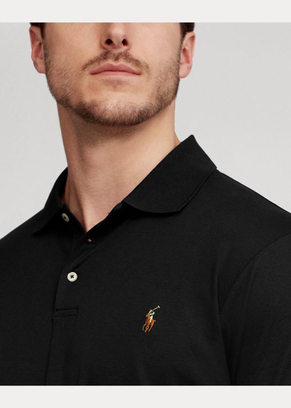 Koszulki Polo Ralph Lauren Classic Fit Soft Cotton Polo Męskie Czarne | EOPP1328