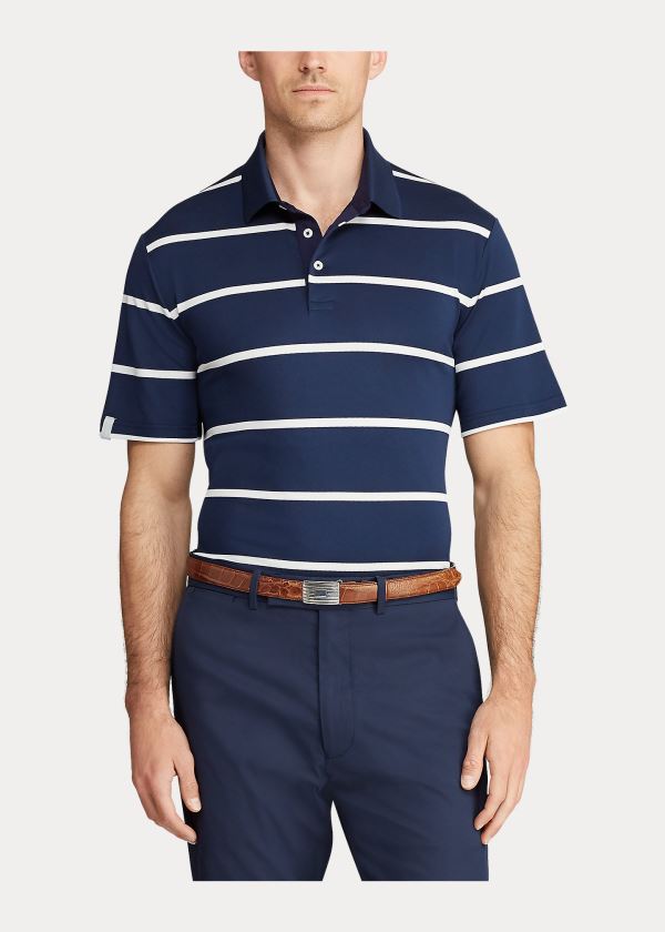 Koszulki Polo Ralph Lauren Classic Fit Tech Piqu? Polo Męskie Granatowe Białe | BTYY0140