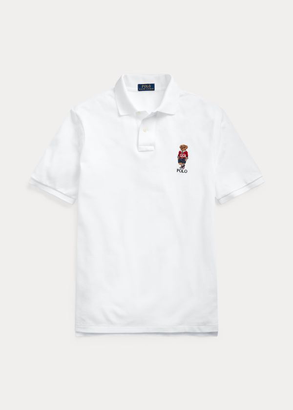 Koszulki Polo Ralph Lauren Classic Polo Sport Bear Polo Męskie Białe | TJXI4914