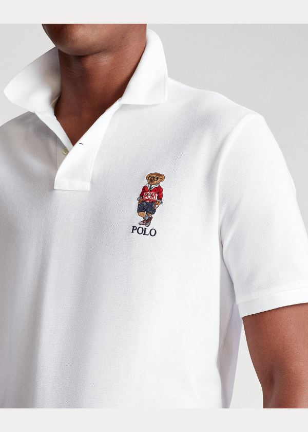 Koszulki Polo Ralph Lauren Classic Polo Sport Bear Polo Męskie Białe | TJXI4914