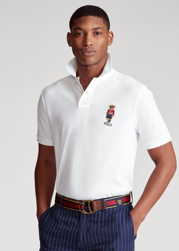 Koszulki Polo Ralph Lauren Classic Polo Sport Bear Polo Męskie Białe | TJXI4914