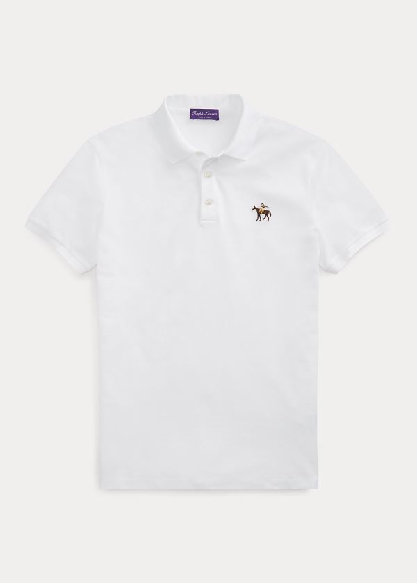 Koszulki Polo Ralph Lauren Custom Fit Piqu? Polo Shirt Męskie Białe | NJUP0205