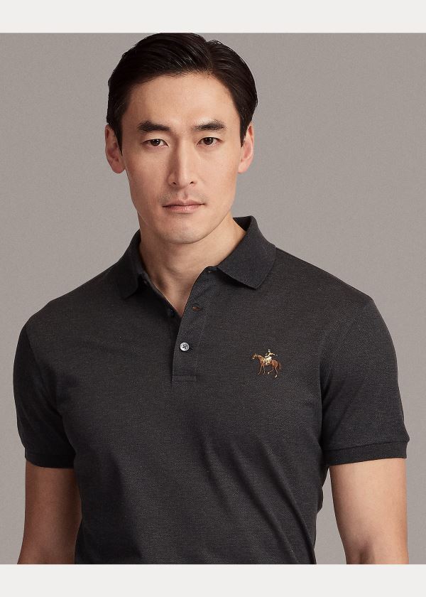 Koszulki Polo Ralph Lauren Custom Fit Piqu? Polo Shirt Męskie Jasny Szare | BVQN2607