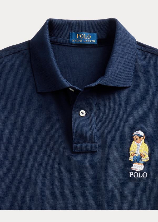 Koszulki Polo Ralph Lauren Custom Slim CP-93 Bear Polo Męskie Granatowe | HEVZ8854