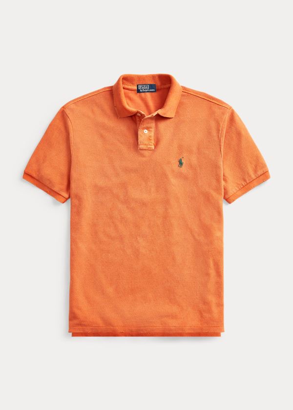 Koszulki Polo Ralph Lauren Custom Slim Distressed Polo Męskie Pomarańczowe | IFNY0526