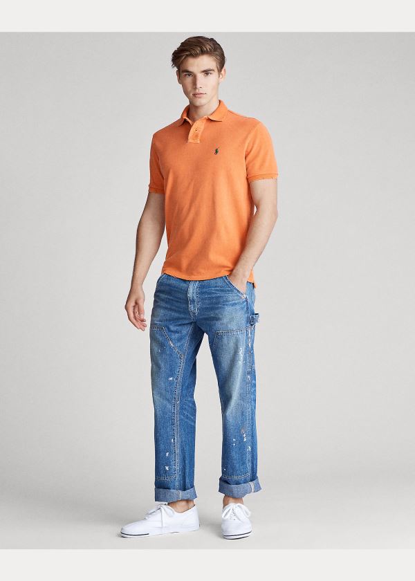 Koszulki Polo Ralph Lauren Custom Slim Distressed Polo Męskie Pomarańczowe | IFNY0526