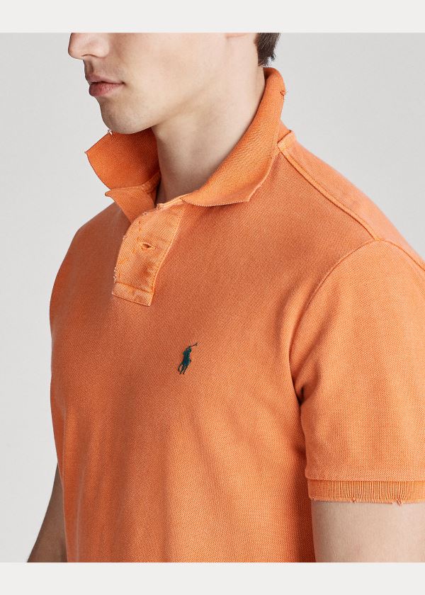 Koszulki Polo Ralph Lauren Custom Slim Distressed Polo Męskie Pomarańczowe | IFNY0526