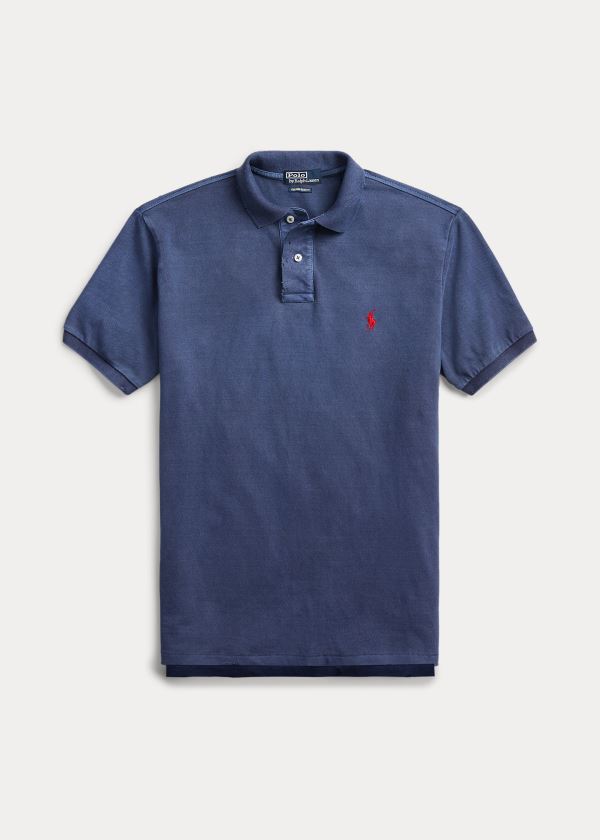 Koszulki Polo Ralph Lauren Custom Slim Distressed Polo Męskie Granatowe | CDBB0177