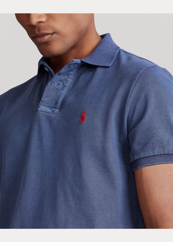 Koszulki Polo Ralph Lauren Custom Slim Distressed Polo Męskie Granatowe | CDBB0177