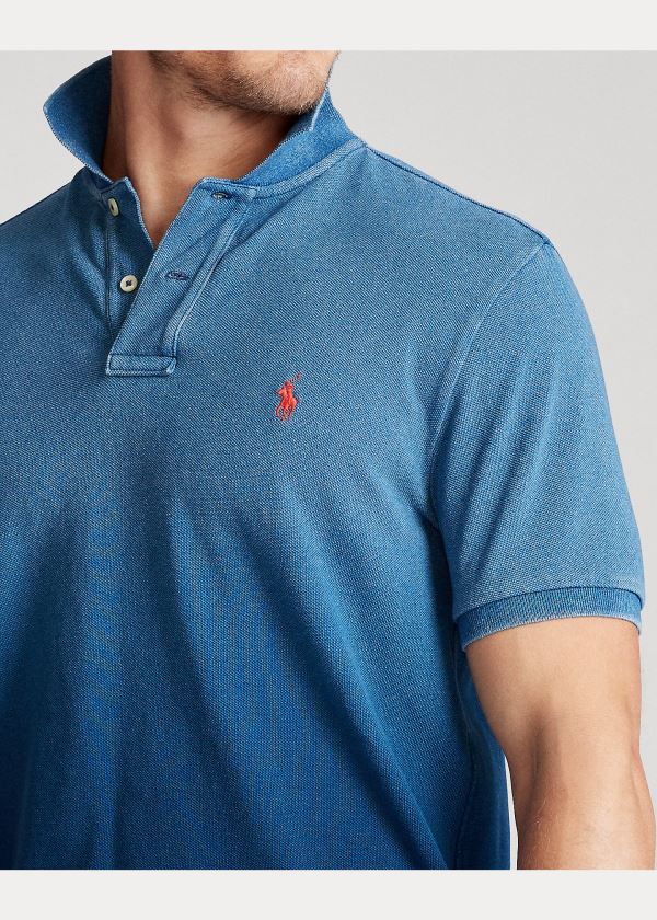 Koszulki Polo Ralph Lauren Custom Slim Fit Indigo Polo Męskie Indygo Niebieskie | TJHA9906