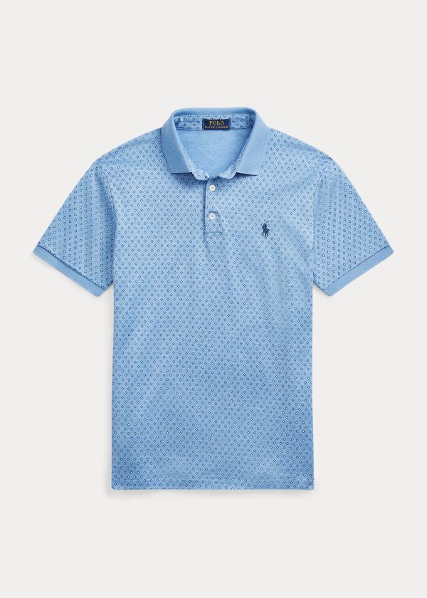 Koszulki Polo Ralph Lauren Custom Slim Fit Jersey Polo Męskie Niebieskie | XBST1228